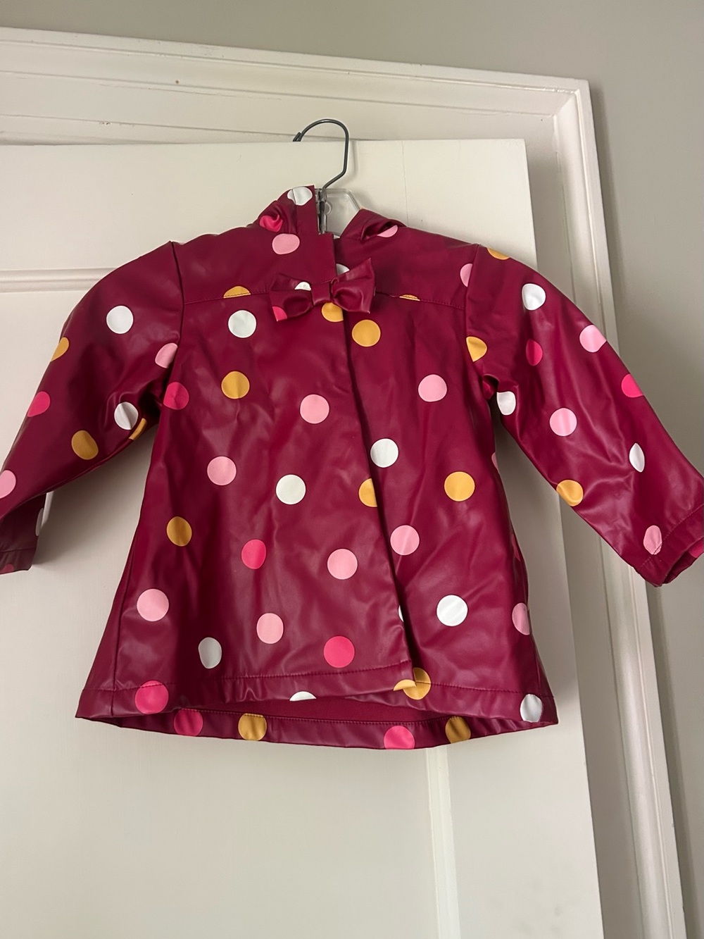 Little Me Berry Pink Polka Dot Hooded Raincoat